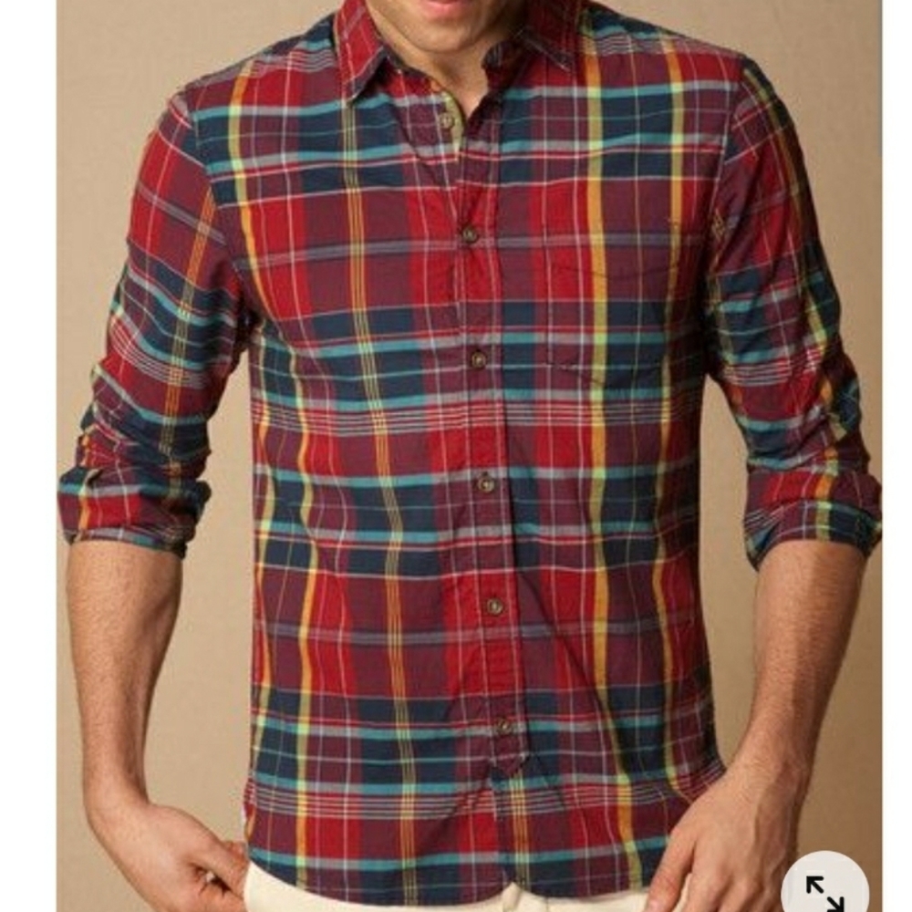 $10 Deals 🤝🔖 Forever 21 Mens color block Plaid Button Down shirt size small